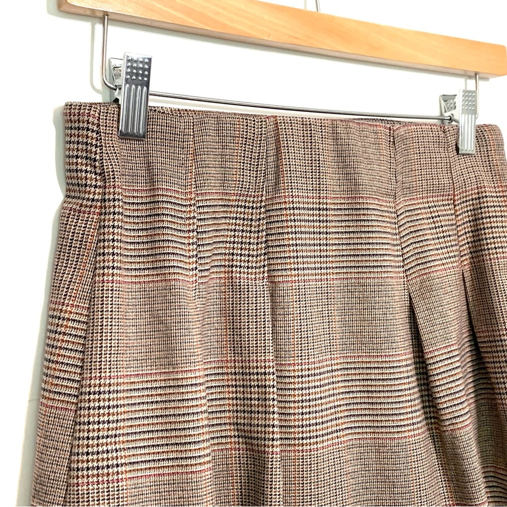 Zara Brown Plaid Mini Skirt High Waisted Size XS - Picture 3 of 10